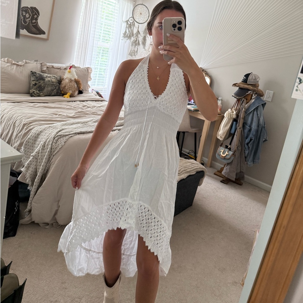 These Three Boutique White Halter Neck Dress
